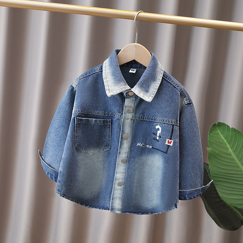 男童牛仔衬衫春秋款2025新款儿童潮衣痞帅炸街洋气韩版男孩衬衣,淘宝优惠券,粉丝福利购,淘宝优惠卷