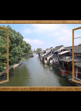 包厢客厅防水自粘定制假窗装饰画