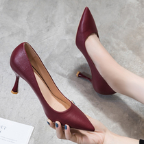 Boomer red High heel Shoe Girls fine heels 2023 Spring new pointy 100 hitch style Sexy name Yuanyuan Wind Single Shoes