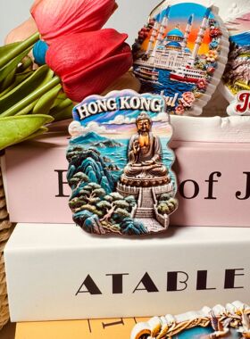 中国香港创意地标天坛大佛景色旅游纪念品立体家居收藏磁性冰箱贴