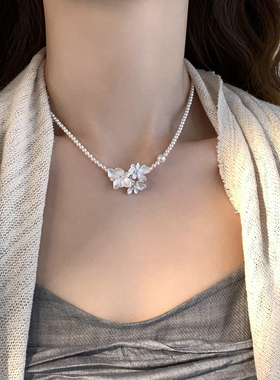 迷度法式复古珍珠手捧花锁骨链