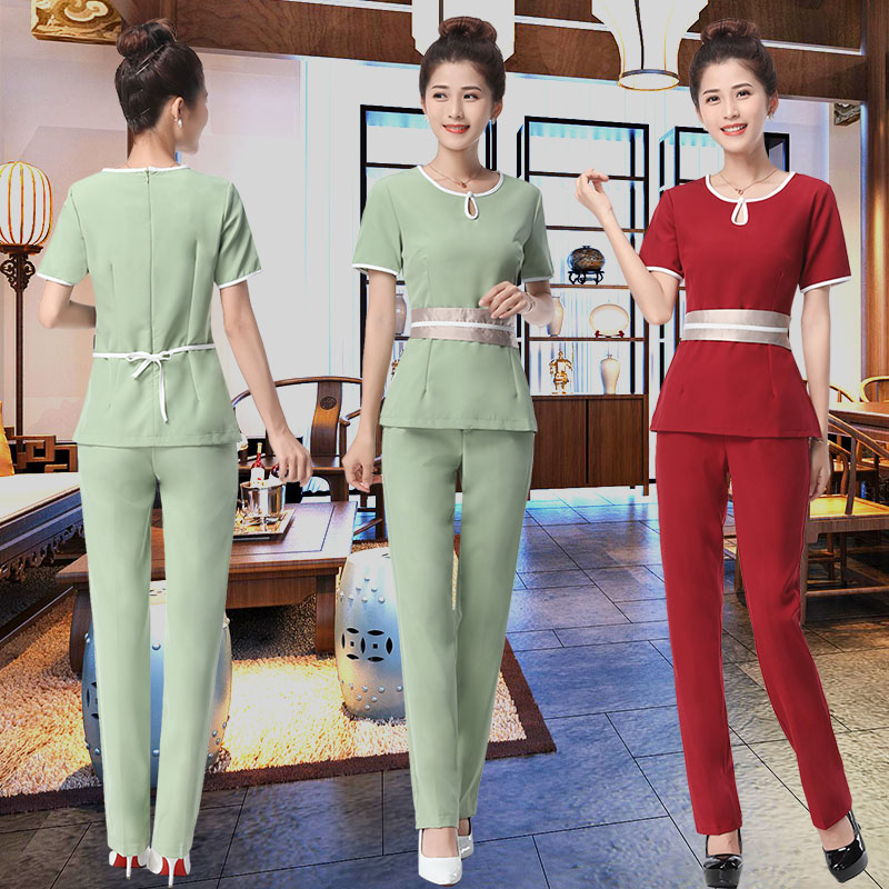 夏季美容院服装美容师工作服连衣裙工装会所按摩足疗店女制服套装 搜又搜 Www Soyouso Com