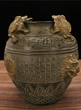 黄铜招财纳福仿古风桌面摆件新品
