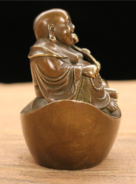 摆件客厅弥勒佛如意纯铜
