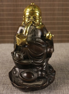 铜玄关新款上市茶宠老爷功夫茶具纯铜地主老财摆件酒柜茶桌装饰品