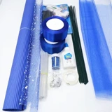 Синий набор материалов, лента с розой в составе, реалистичная упаковка, «сделай сам», букет