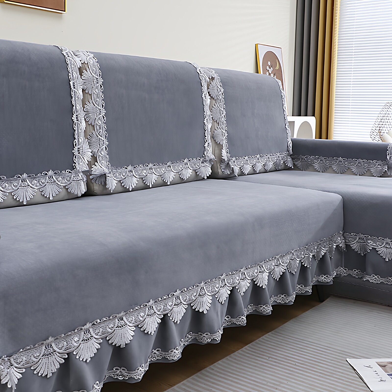 防滑简约沙发盖布扶手巾方形靠背巾欧式雪尼尔四季通用全包坐垫套