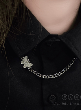 钛钢y2k满钻蝴蝶项链千金感
