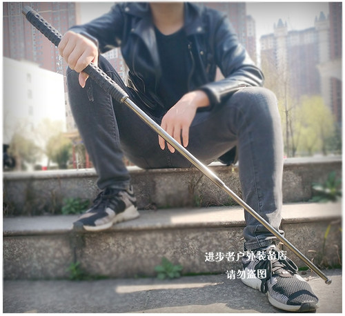 甩棍实心车载防身武器用品甩辊棒三节伸缩棍合法打架防狼自卫加长 - 图0