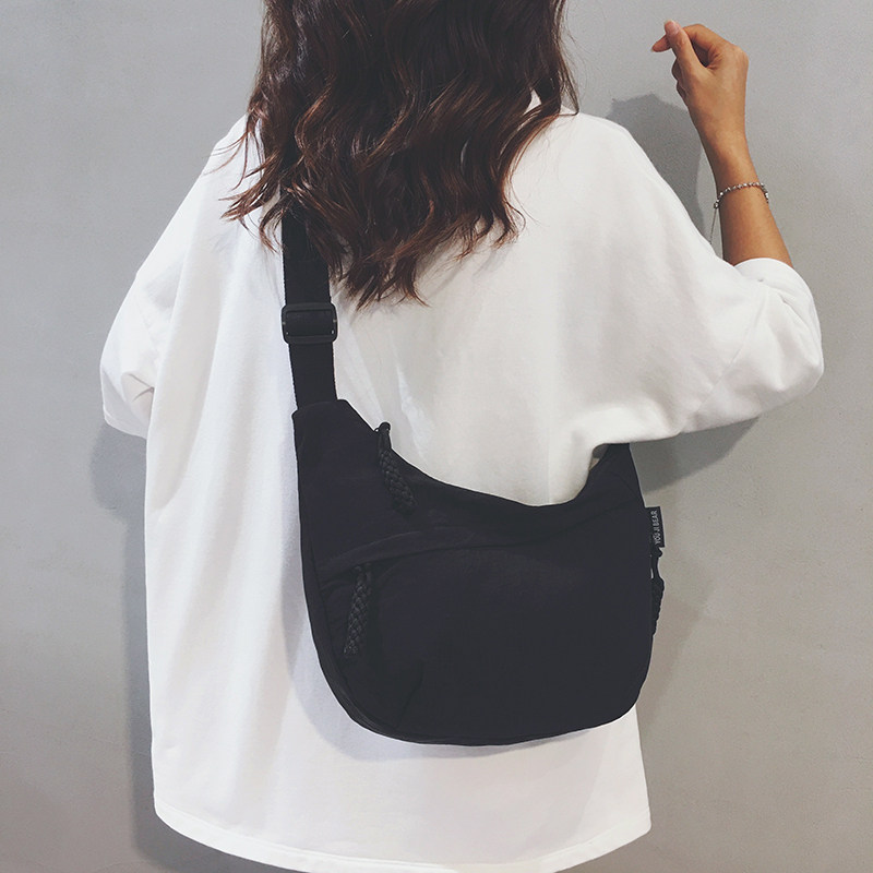 Linglan five-color simple and fashionable canvas cross-body dumpling bag
