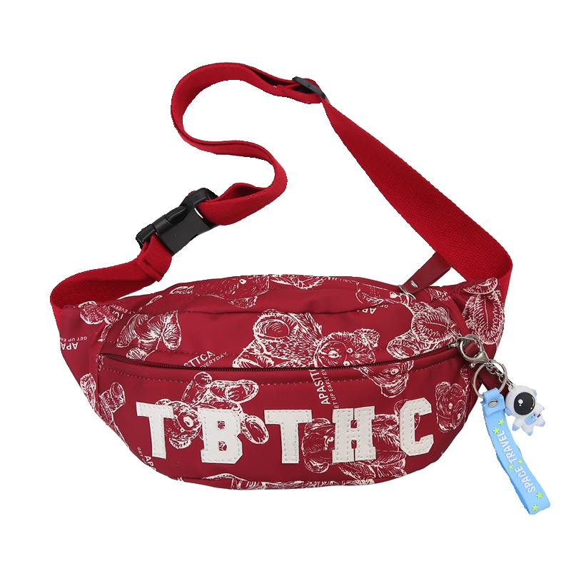 日系小熊印花胸包女2025新款男生运动单肩包手机腰包休闲斜挎包潮,淘宝优惠券,粉丝福利购,淘宝优惠卷