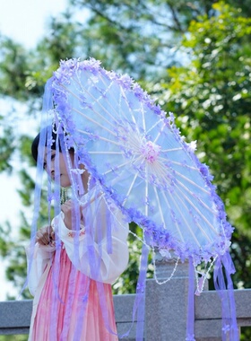 国风汉服拍摄道具伞流苏珠链花伞