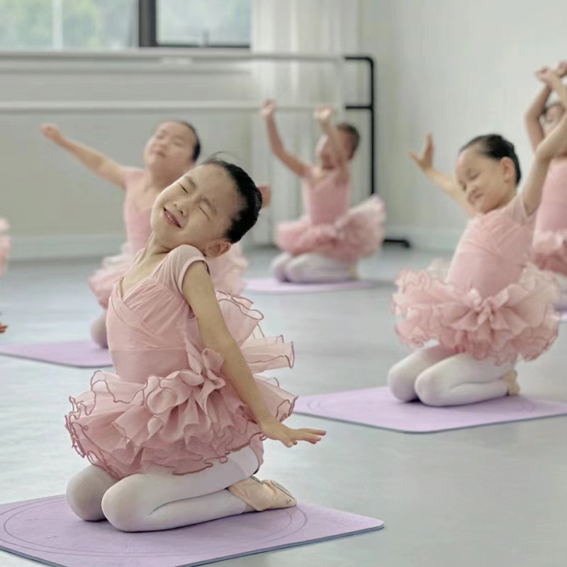 儿童夏季舞蹈服吊带短袖练功服女童芭蕾舞裙幼儿中国舞体操形体服