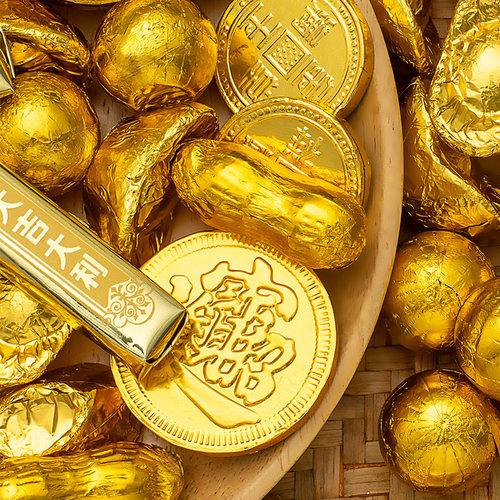 生日蛋糕装饰巧克力金条金币元宝祝寿财神婚庆喜糖摆件烘焙插件 - 图2
