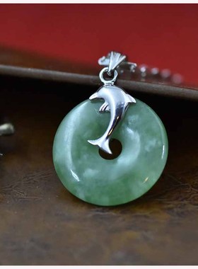 平安扣银包玉吊坠孖项链