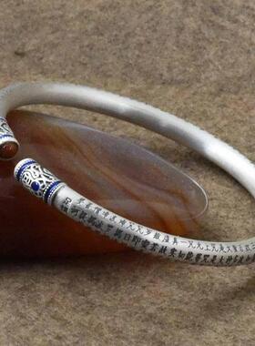 心经银手镯文泽百岁银坊雪花银