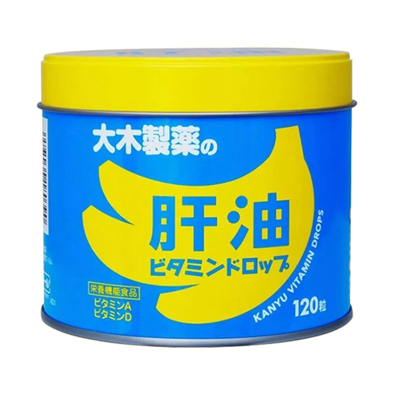日本大木制药1岁以上儿童宝宝肝油维生素香蕉味ad钙软糖