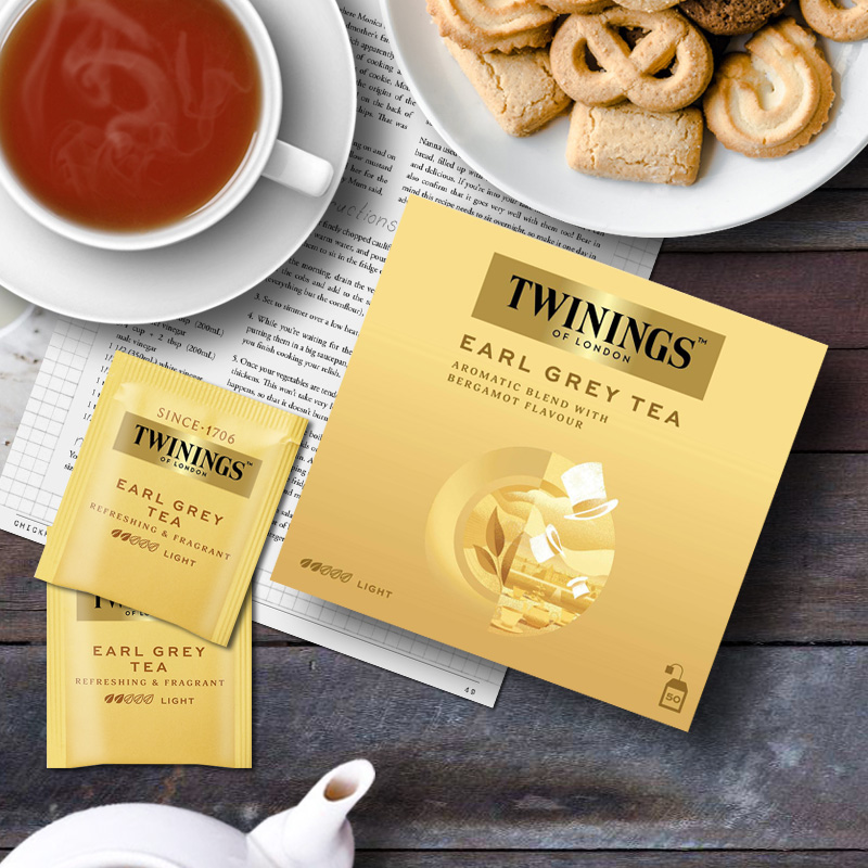 英国TWININGS川宁红茶50片伯爵茶英式下午红茶袋泡茶EARLGREY茶包