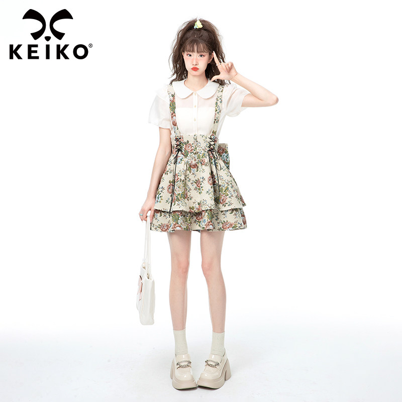 华丽织锦碎花提花背带2023半身裙 凯莉欧服饰半身裙