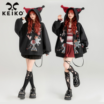 KEIKO Circus series printed black necropolis women 2024 spring creative design Libra jacket jacket