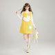 Kelly euro-flavored lemon yellow velvet woolen vest dress