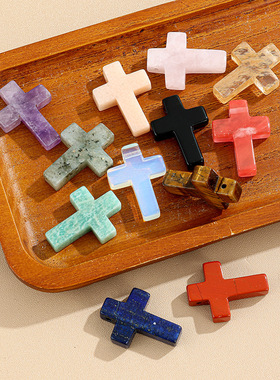 天然石十字架吊坠简约质感ins风十字架项链精致轻量DIY饰品配件