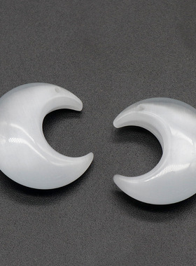 猫眼石月亮编绳项链毛衣链苍兰热卖 diy月牙吊坠白月光清冷月牙