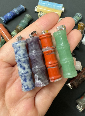 竹节吊坠天然水晶玛瑙半宝石节节高吊坠DIY饰品项链配件跨境热销
