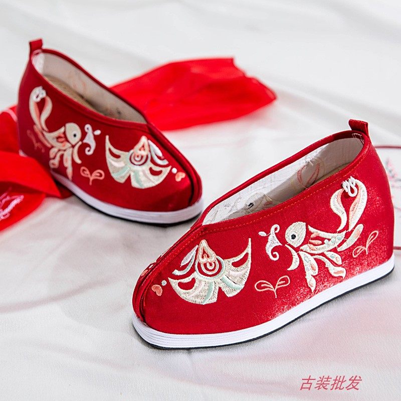 古装女款内增高鞋戏鞋古风COS女鞋古装日常汉服鞋古代布鞋千层底_虎窝淘