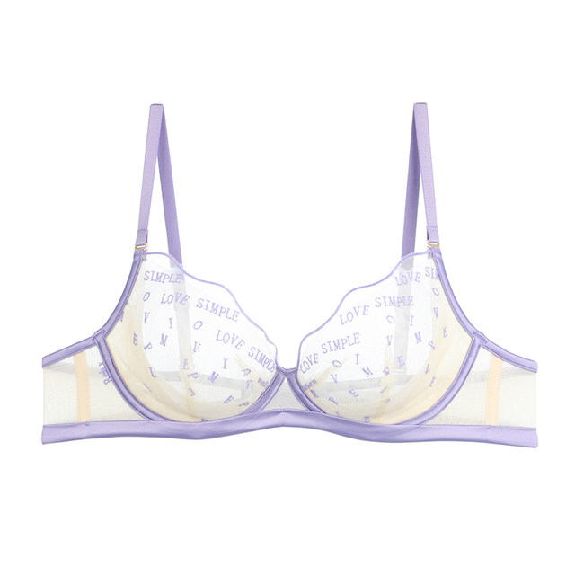 2023 Wutong Flower Blossom Bra Letters Jumping Sexy Ultra-Thin Big Breast  Revealing Small Double-breasted Bra HN23601