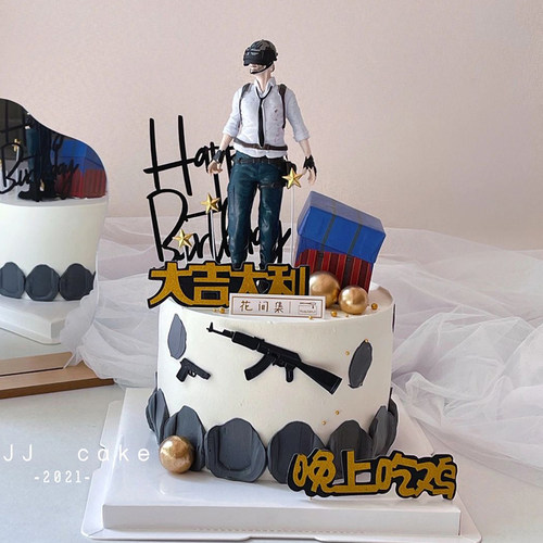吃鸡蛋糕装饰摆件大吉大利晚上吃鸡武器空投箱男生过生日插件配件 - 图0