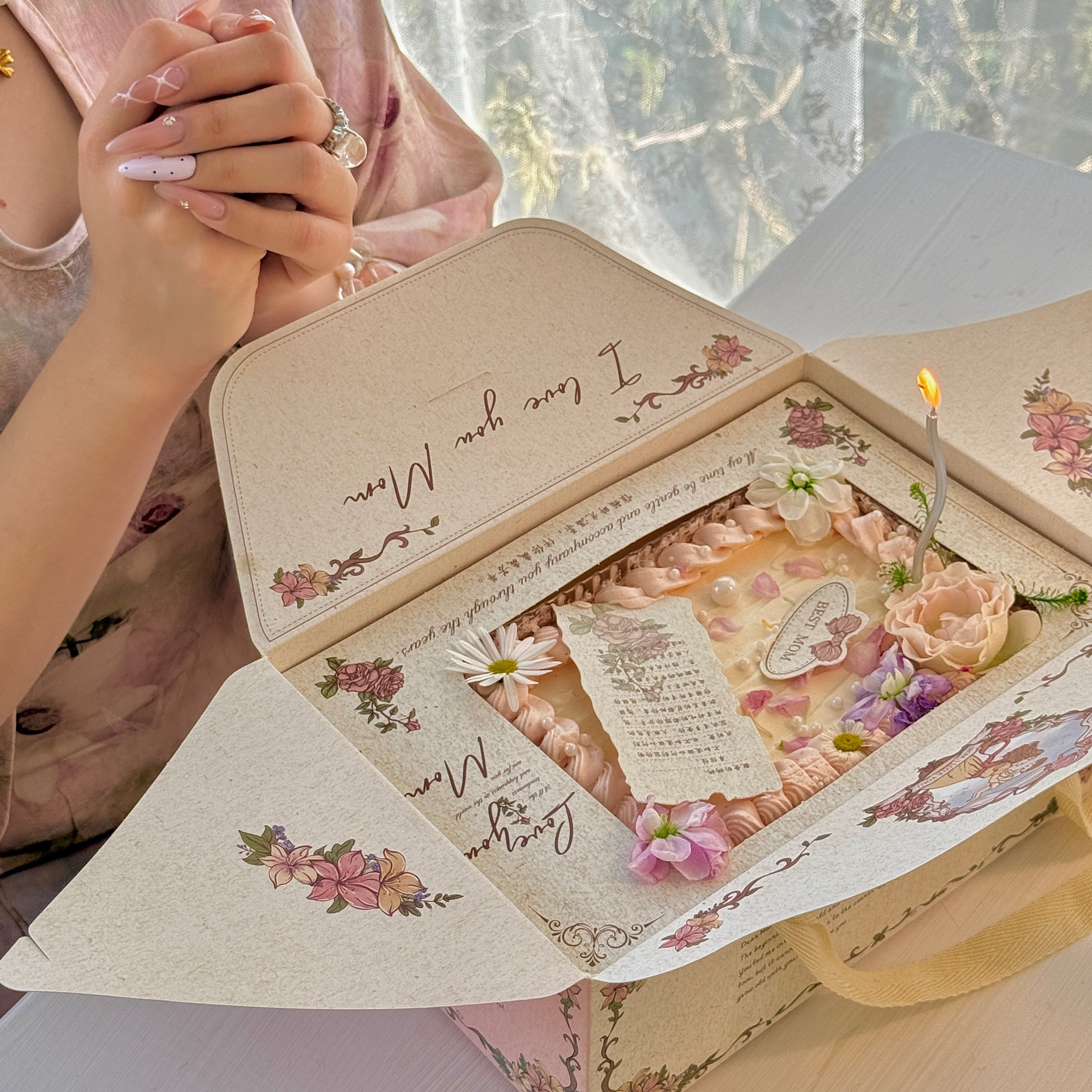 抱抱酱原创版权母亲节信封蛋糕盒吸塑盒给妈妈的信蛋糕装饰包装盒,淘宝优惠券,粉丝福利购,淘宝优惠卷