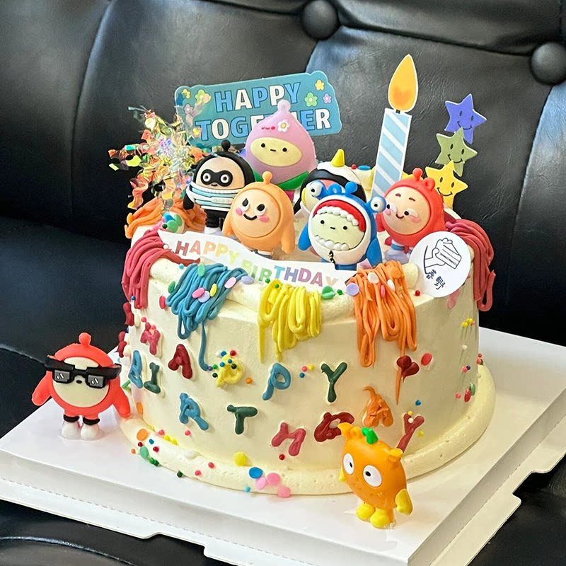 蛋仔派对官网蛋仔派对蛋糕装饰摆件网红仔仔熊儿童周岁生日甜品台烘焙装扮配件