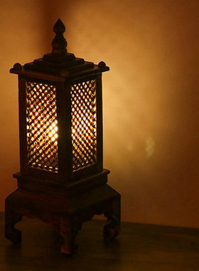 泰国木雕床头客厅灯台灯柚木复古