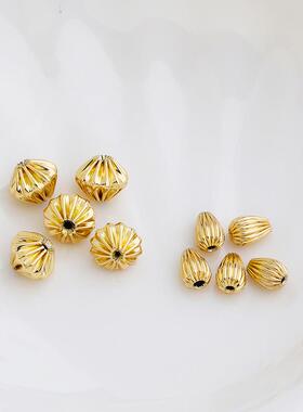 14K包金保色南瓜纹水滴隔珠菱形