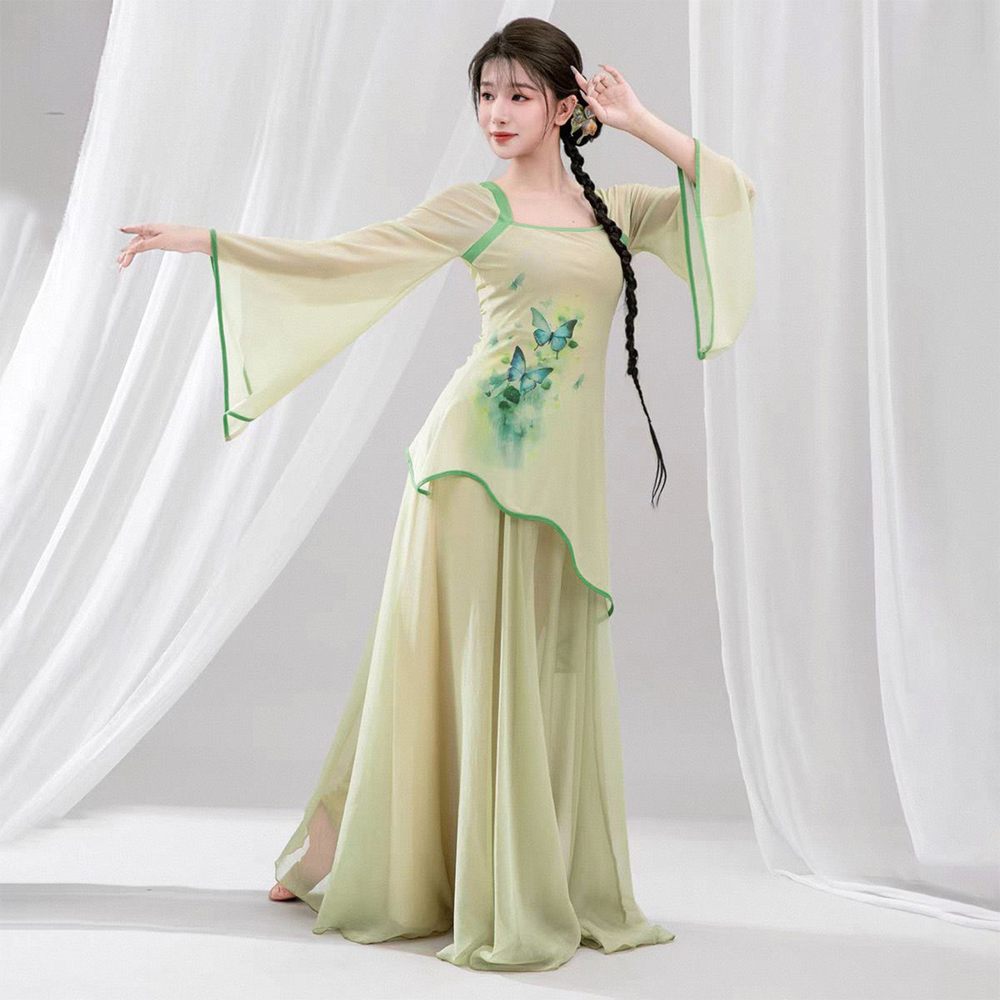 古典舞服装新中式纱衣飘逸仙气舞蹈练功服裙裤民族舞中国舞演出服,淘宝优惠券,粉丝福利购,淘宝优惠卷