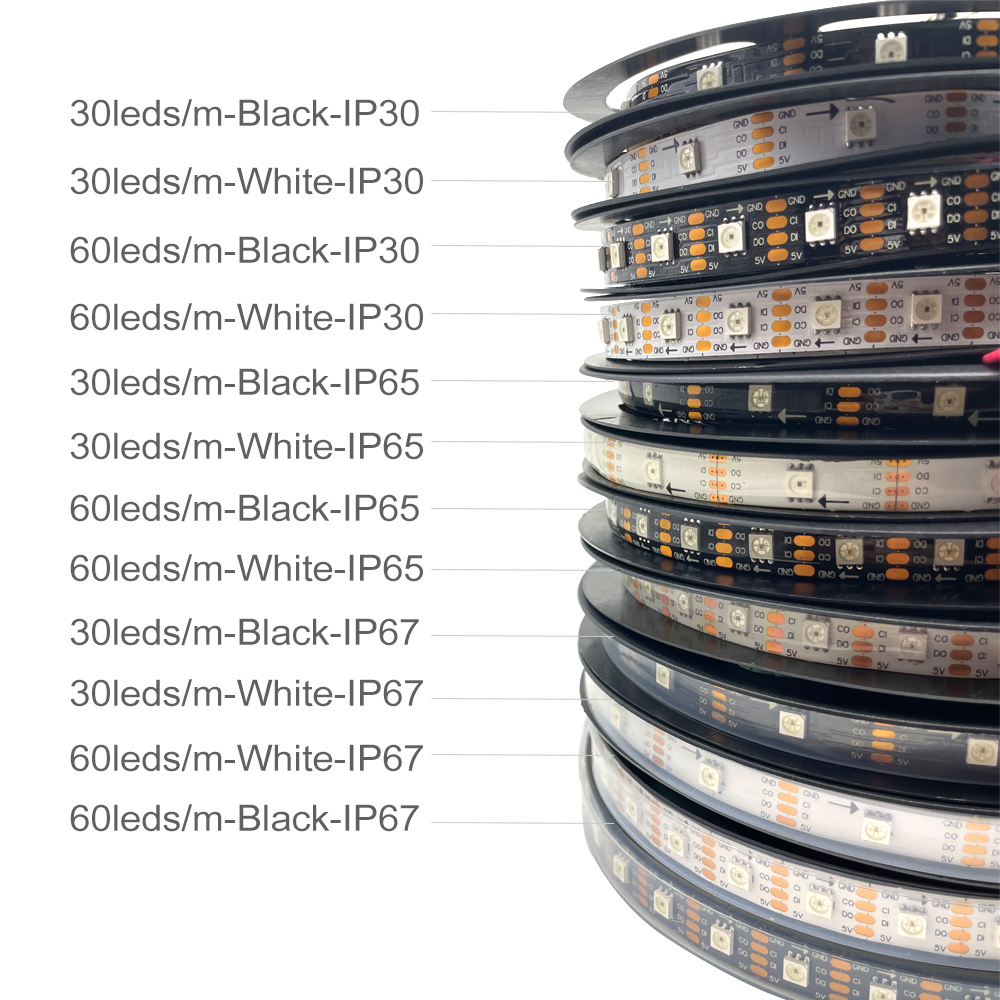 LED灯带APA102/SK9822双信号内置IC可编程5V全彩跑马幻彩灯条贴片-图2