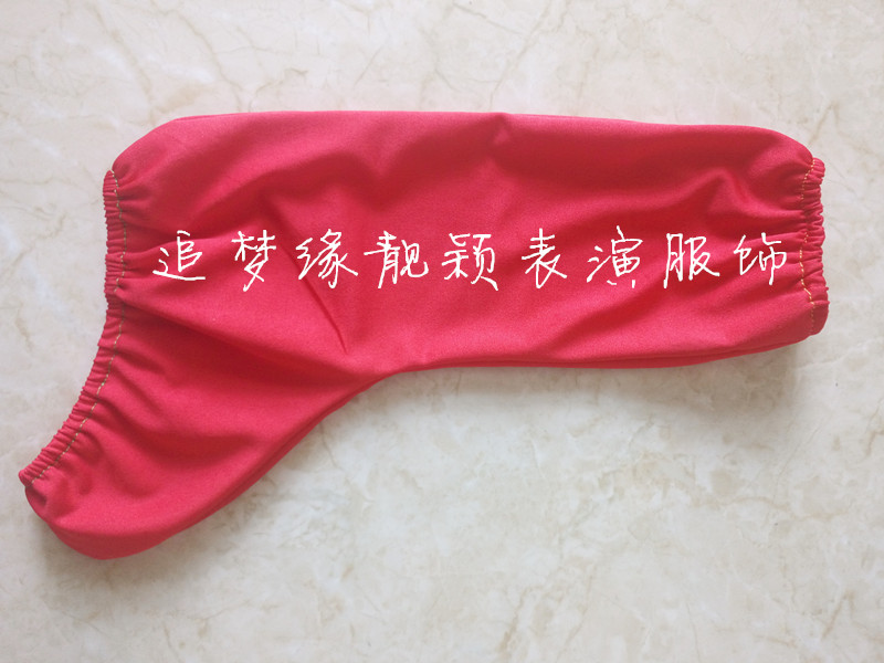 成人舞蹈鞋套蒙古藏族靴套民族女兵军装舞台袜套表演出服长筒红色-图1