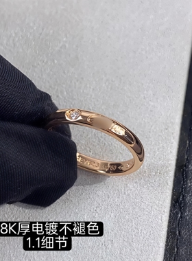 卡家S952银镶钻签名钻石戒指时尚方款百搭素圈小众轻奢情侣对戒