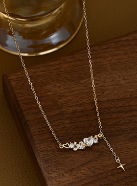 真金电镀微镶锆石气质锁骨链