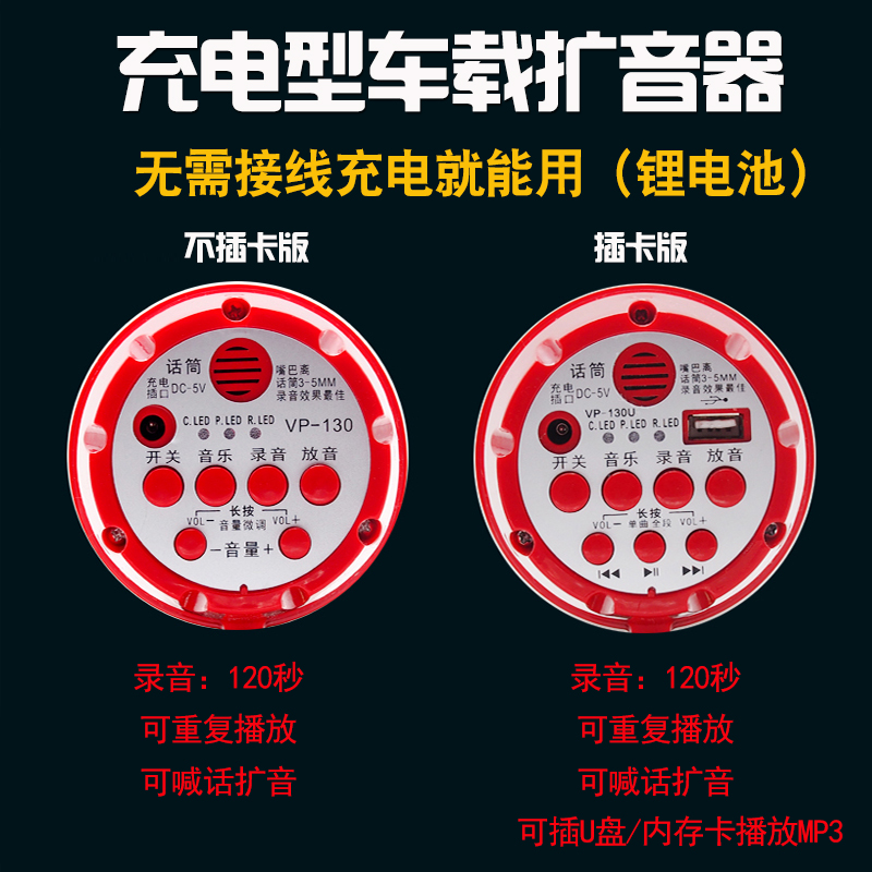 扩音器12v60V大功率户外车载录音喊话器充电扬声摆摊宣传叫卖喇叭-图1