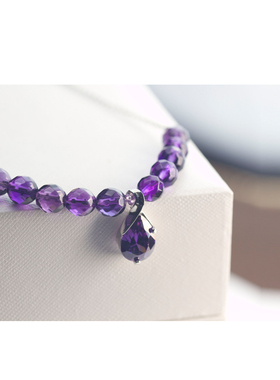 紫水晶疤痕项链 925纯银可调节