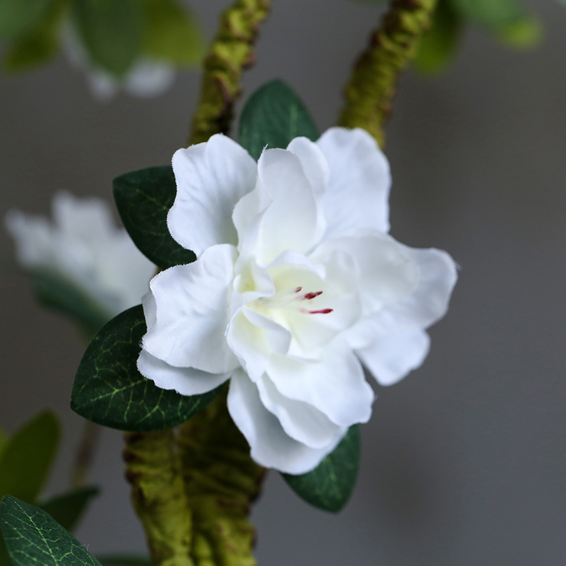 仿真杜鹃花假花绢花树枝造型家居装饰中式禅意陶瓷花瓶摆放花艺 - 图0