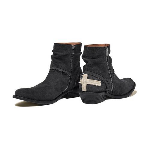 SYMBOLS OF LIGHT 十字徽切尔西靴 手工磨面真皮时装褶皱休闲短靴 - 图2