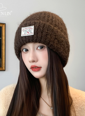 秋冬季加厚保暖毛线帽子女韩版显脸小休闲百搭包头帽户外防寒冷帽