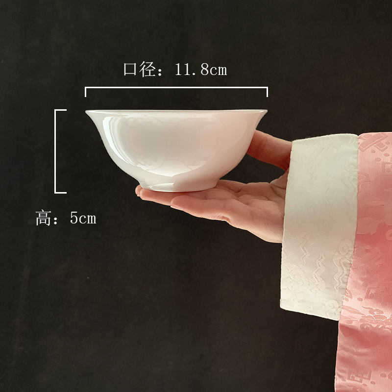 【4个装】包邮4.5英寸反口米饭碗家用中式浅口碗纯白无彩无铅骨瓷 - 图0