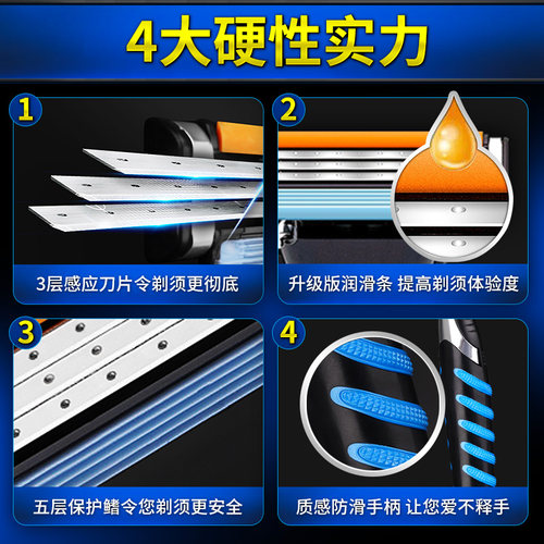 吉列威锋3手动刮胡刀男士吉利剃须刀手动老式锋速刀头3层刀片 - 图1