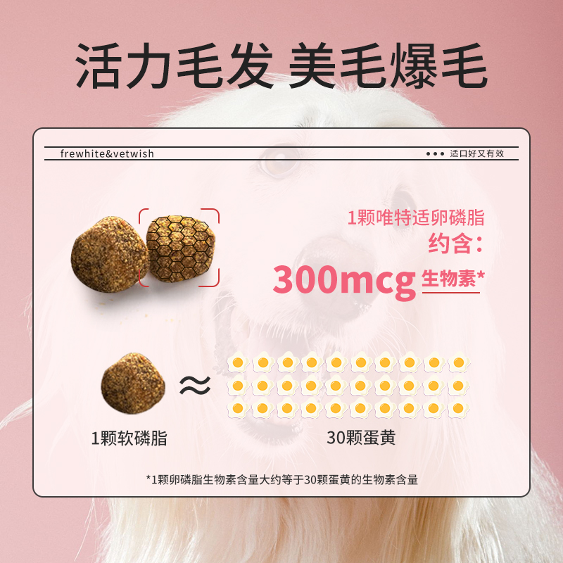 vetwish唯特适狗狗卵磷脂狗美毛爆毛泰迪生物素增毛鱼油软磷脂 - 图1