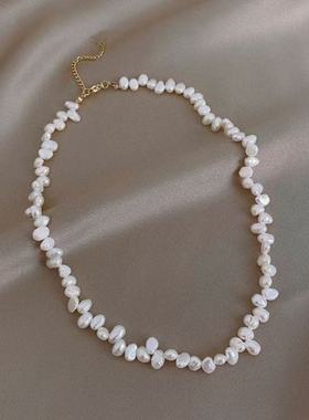 欧饰泥无珍珠母贝麻绳链女锁骨链