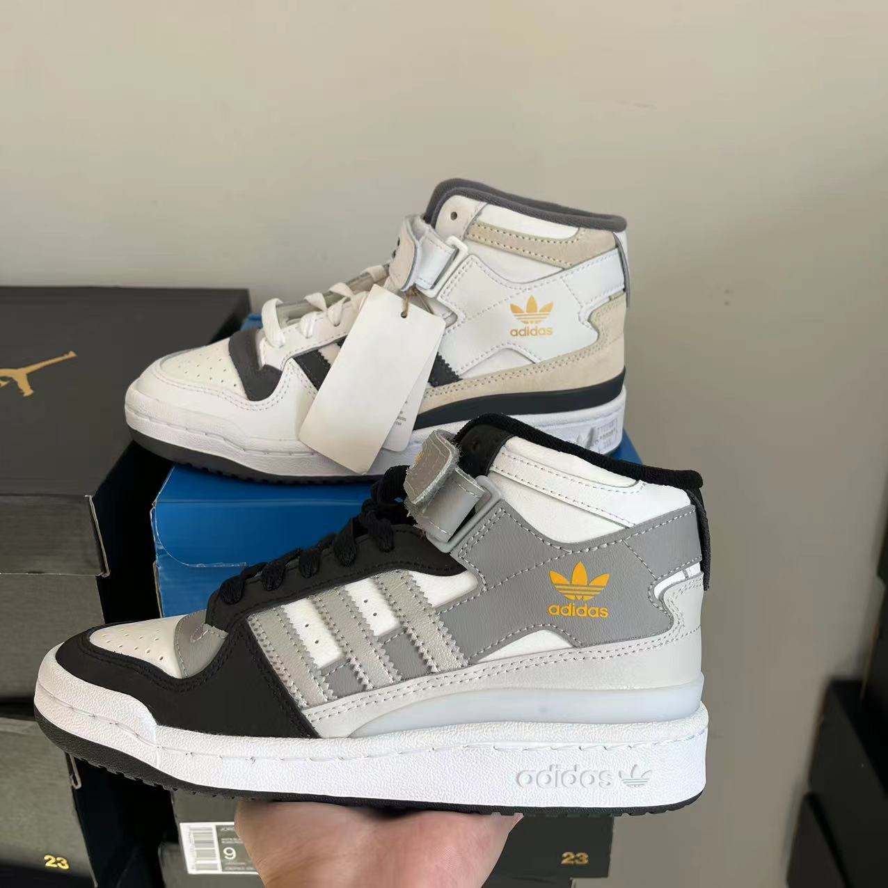 Adidas三叶草童鞋FORUM中帮男童女童复古大童板鞋GY7061 GY7062 - 图3